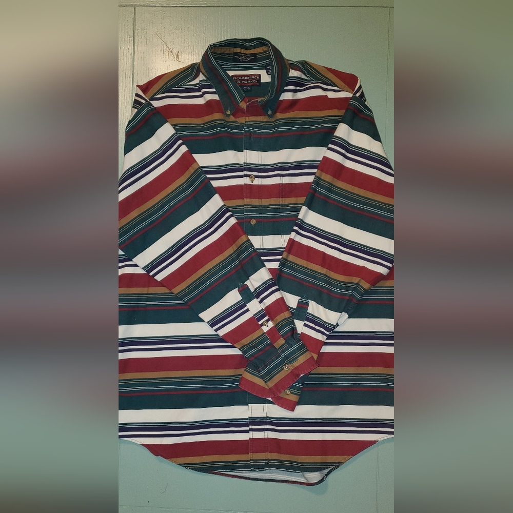 VINTAGE Roundtree & Yorke men's multistriped button down size large